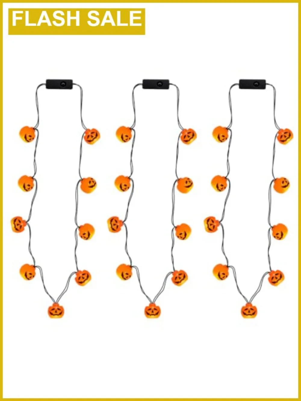 3 Pack Halloween Light Up Necklace Pumpkin LED Costume Party Favor